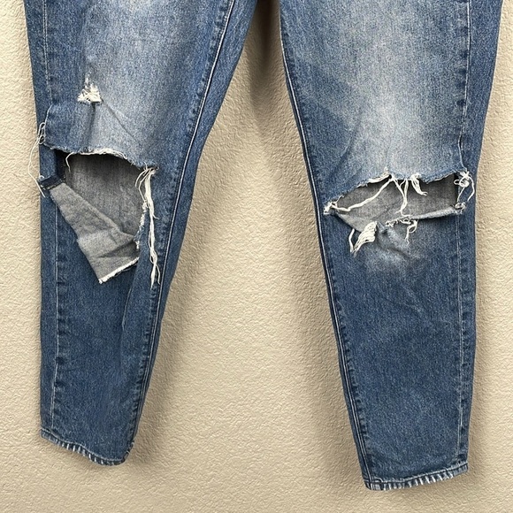 Madewell Boyjean Jeans Medium Wash Rigid Denim Distressed Slits Sz 28 - Picture 3 of 13